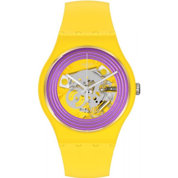 Comprare Orologio Swatch Unisex New Gent Purple Rings Yellow SO29J100