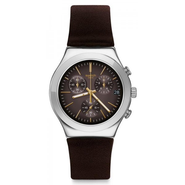 Buy Swatch Men's Watch Irony Chrono Brownflect YCS600